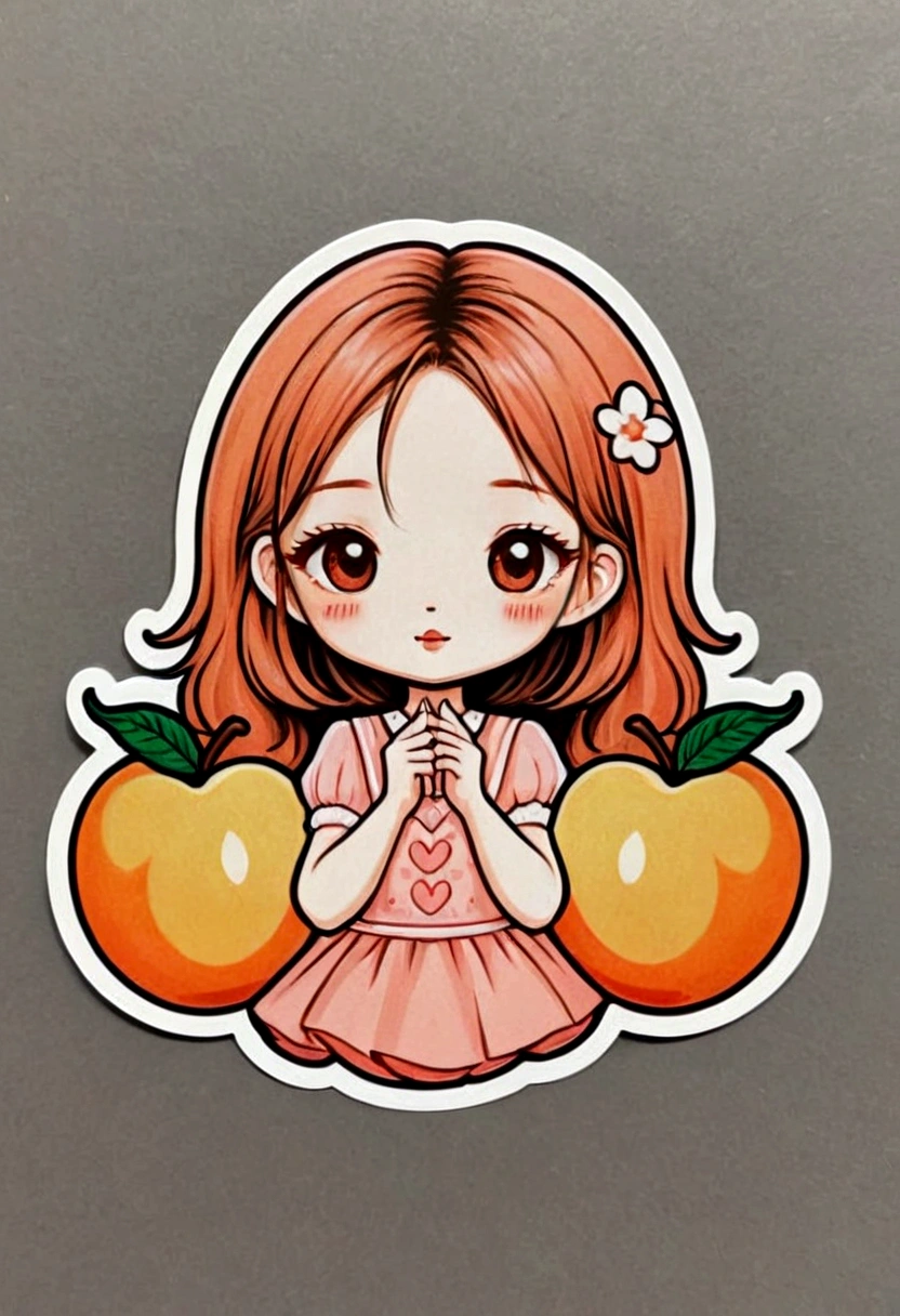 Peach Fruit Girl Sticker