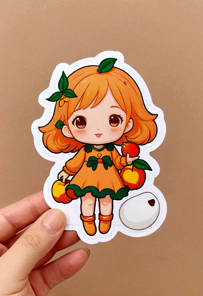 Peach Fruit Girl Sticker