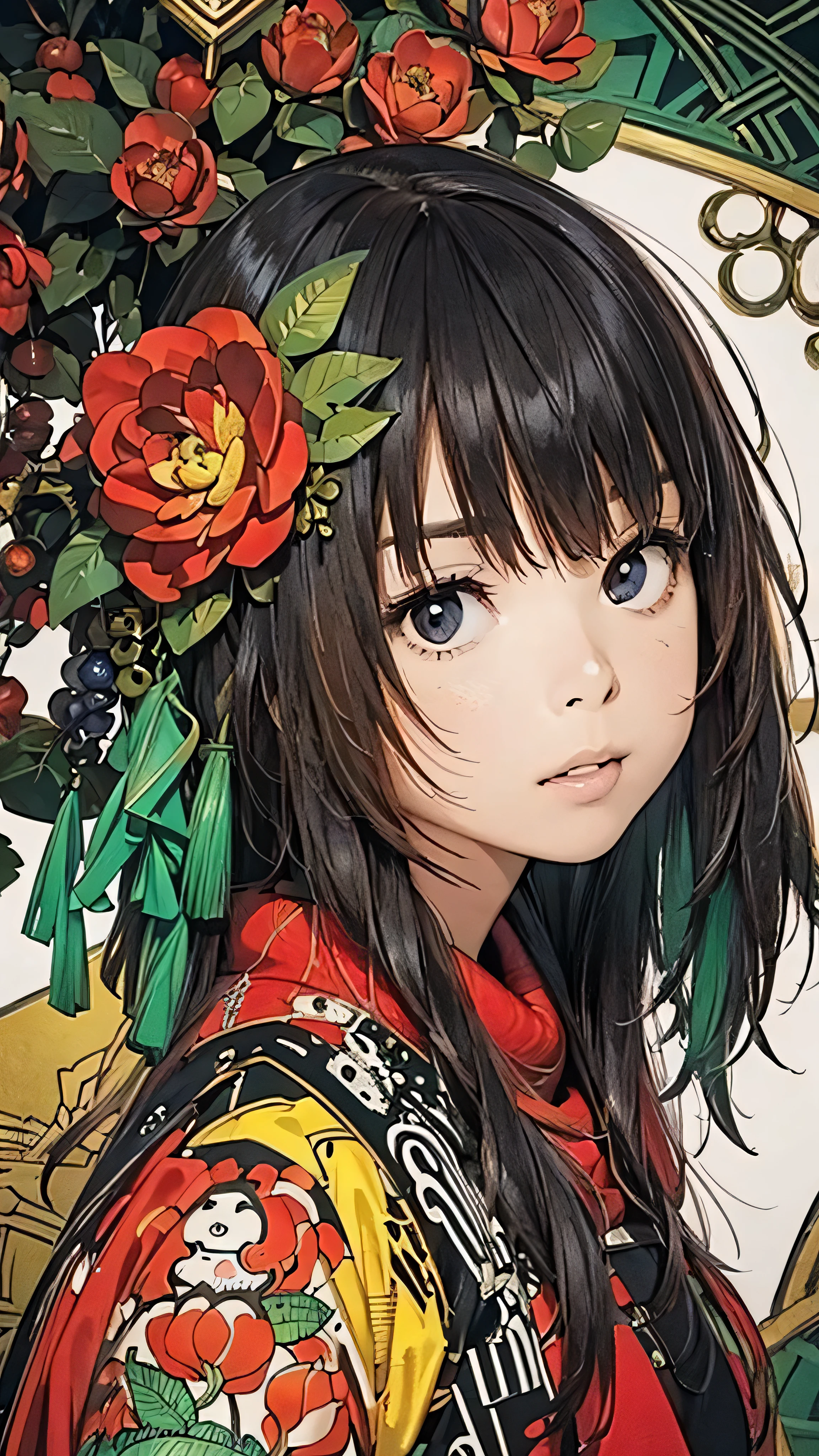 Official Art, wallpaper, Very detailed, (((Very detailedな目と顔))), shut up., masterpiece, highest quality, Realistic portraits, (ZenTangle, Mandala, Tangle, EnTangle), Complex clothing, Very detailed, Dynamic Angle, The most beautiful form of chaos, elegant, Brutalist Design, Vibrant colors, Romantic Chinese Flowers