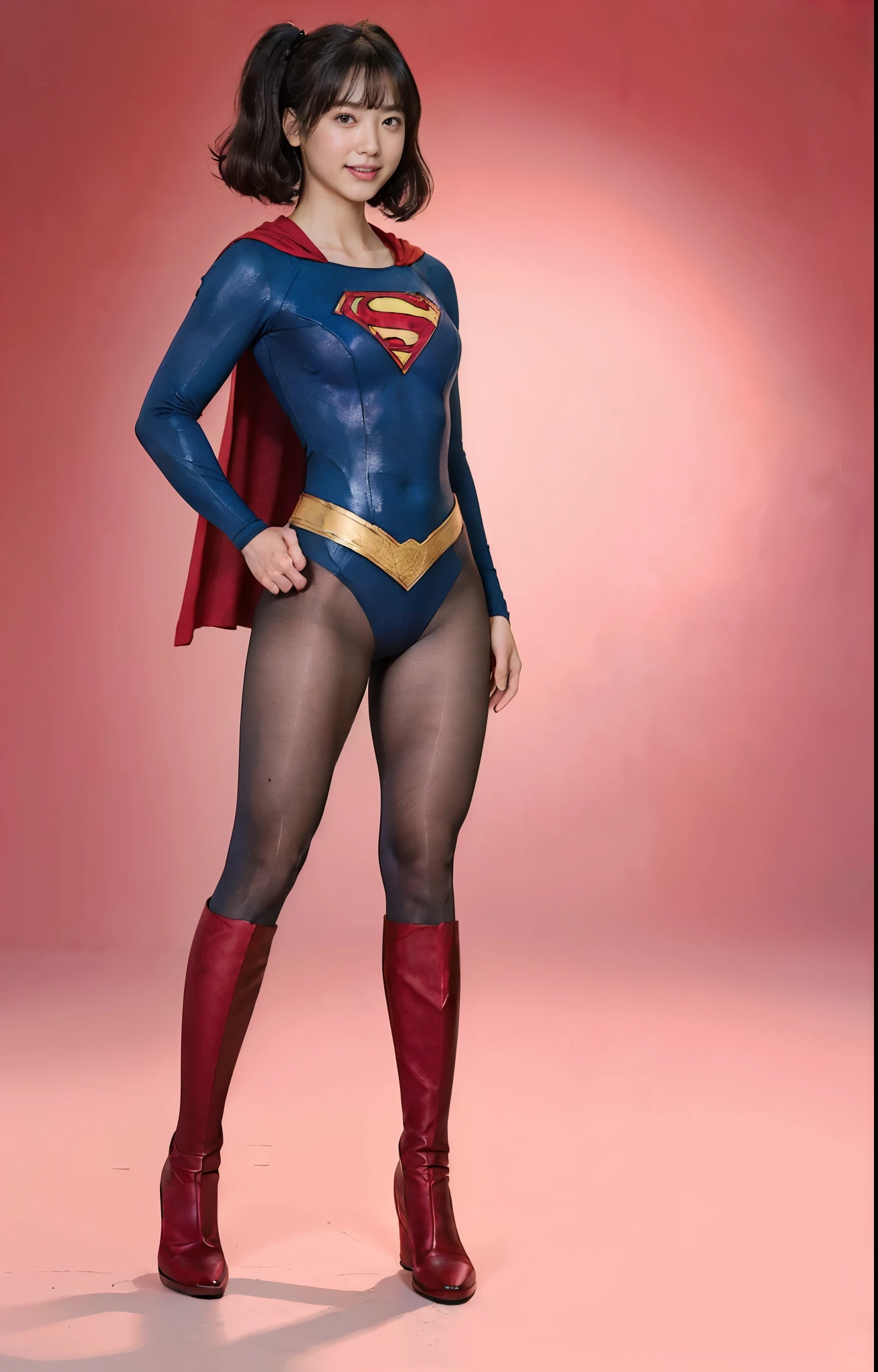 No background、(((Beautiful legs in black tights.)))、(((Legally express the beauty of your smile)))、((((Make the most of your original images)))、(((体にぴったりフィットするSupergirl Costume)))、(((Supergirl Costume)))、(((Beautiful twin tail hairstyle)))、(((She is winking cutely.)))、(((Please wear black tights....、Wear red boots)))、((Best image quality、8k))、((highest quality、8k、masterpiece:1.3))、(((Preserve background )))、Sharp focus:1.2、Beautiful woman with perfect figure:1.4、Slim Abs:1.2、Wet body:1.5、Highly detailed face and skin texture、8k