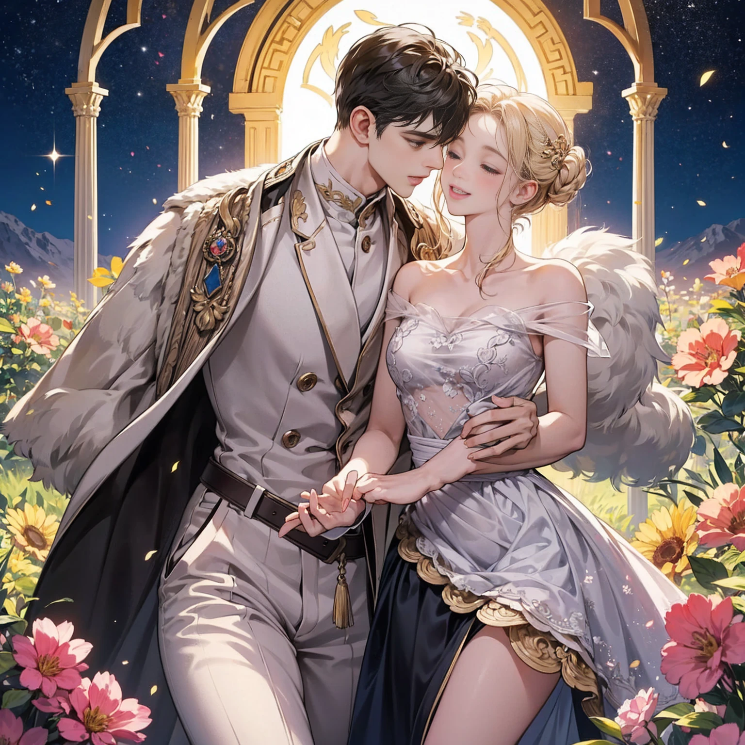 bride and groom sitting on grass with sun setting in background, sitting on one knee on the grass, sun drenched, roberto ferri and ruan jia, very magical and dreamy, bride and groom, during golden hour, photo from vogue magazine, golden hour sunset lighting, golden hour sunlight, shot at golden hour, soft golden hour lighting, sparkling in the sunlight, from girls frontline, kda, from arknights, artwork in the style of guweiz, mysterious coffee shop girl, fine details. girls frontline, by Shitao, girls frontline style, highly detailed exquisite fanart, in a bright cafe, kawacy, high quality fanart,masterpiece, best quality, (extremely detailed CG unity 8k wallpaper), (best quality), (best illustration), (best shadow), absurdres, realistic lighting,