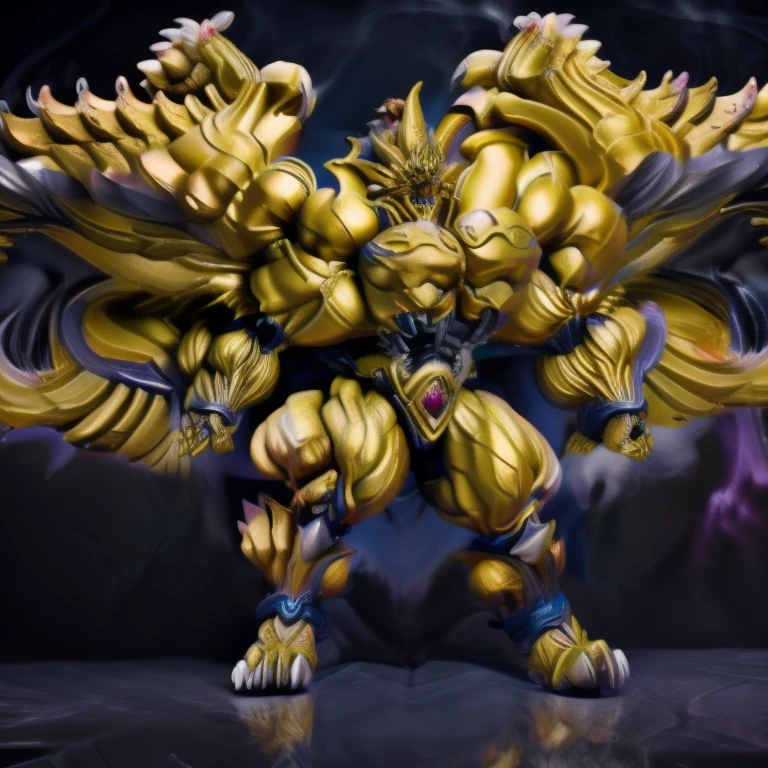 (masterpiece. official art. 8k. best quality. detailed full body. full body.)
(situation 1 : dominating GARO. GARO is over 1000 meters long. focus GIANT mechanical Muscular GARO is trampling the city. Looking down. macro. stomp. Low-angle perspective. emphasizing the immense size.)
(situation 2 :smoke and flames rising from the destruction in the city)
(Additional details 2: (Detailed head. Detailed Body. Detailed abs. gigantic muscles. HYPER MUSCLES. Gigachad Muscular. big muscle. pecs. triceps. traps. unusually developed muscular body. body full of huge muscles. showing off muscles. pectorales enormes. Exaggeratedly huge muscles. huge muscles. long legs.).
(Additional details 3: Spread wings. It has Golden wings. have big wings. The claws are sharp. Sharp teeth.5 toes.).
(Additional details 5: wearing a full-face helmet. a fantasy-style biomecha armored combat suit. composite layered chest armor, fully enclosed shoulder guards, hero in anime style, perfect body proportions, golden ratio)