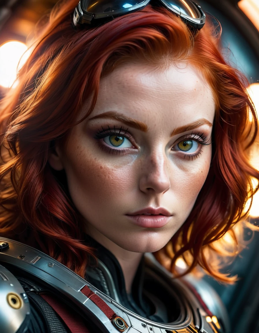 (atompunkstylesd15:1.2) (sharp focus:1.2), portrait, up (close photo:1.2) (beautiful face:1.1), sexy, round cheeks, upturned nose, (detailed eyes:1.1), (luscious lips:1.1), (large eyes:1.0) (red hair:1.2) (moody lighting:1.2),  depth of field, bokeh, 4K, HDR. hyper realistic, realistic eyes, up close, (absurd res:1.1), beautiful lighting, sunlight, space explorer, adventurer of space, realistic,