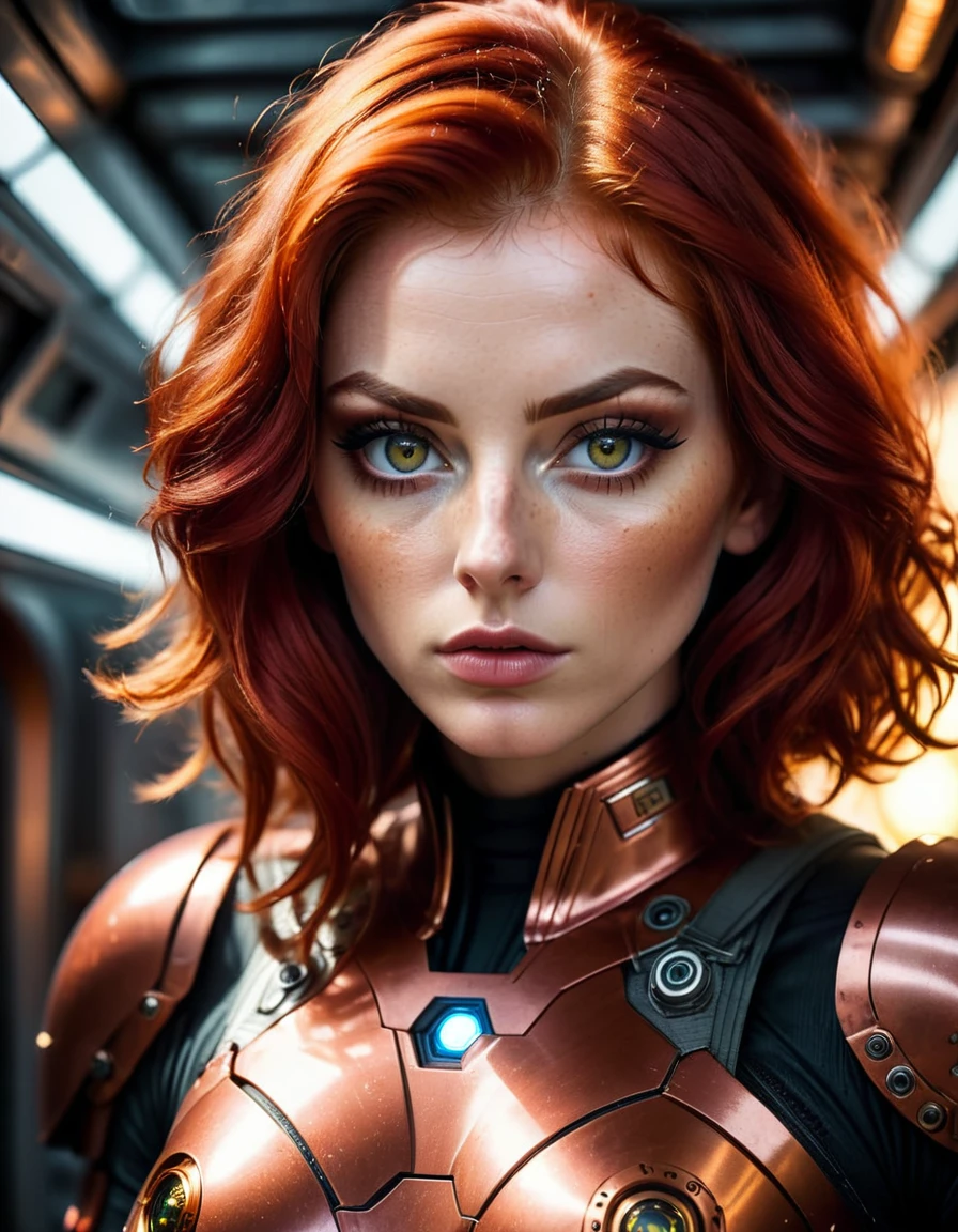 (atompunkstylesd15:1.2) (sharp focus:1.2), portrait, up (close photo:1.2) (beautiful face:1.1), sexy, round cheeks, upturned nose, (detailed eyes:1.1), (luscious lips:1.1), (large eyes:1.0) (red hair:1.2) (moody lighting:1.2), depth of field, bokeh, 4K, HDR. hyper realistic, realistic eyes, up close, (absurd res:1.1), beautiful lighting, sunlight, space explorer, adventurer of space, realistic,