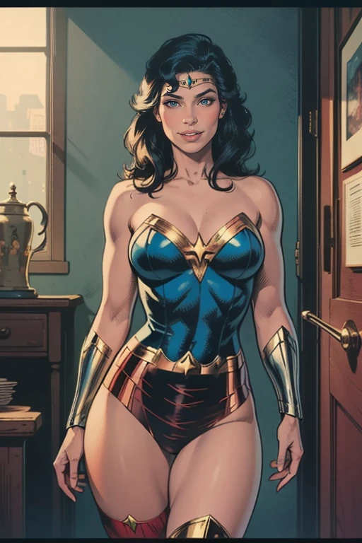 photo of beautiful (EPL4rs3nTh0mps0n:0.99), a wonderwoman in ( colorful, abstract background :1.1), perfect hair, wearing wonderwoman costume, modelshoot style, (extremely detailed CG unity 8k wallpaper), professional majestic (photography by lee friedlander :1.1), ( Kodak Smile 10MP Digital Camera ), 24mm, exposure blend, hdr, faded, extremely intricate, High Detail, Sharp focus, dramatic, soft cinematic light, (looking at viewer), (detailed pupils), cute smile, 24mm, 4k textures, soft cinematic light, adobe lightroom, photolab, elegant, ((((cinematic look)))), soothing tones, insane details, hyperdetailed, low contrast, ("I've got a bad feeling about this.":1.1), ( Pretty preppy :1.2 )