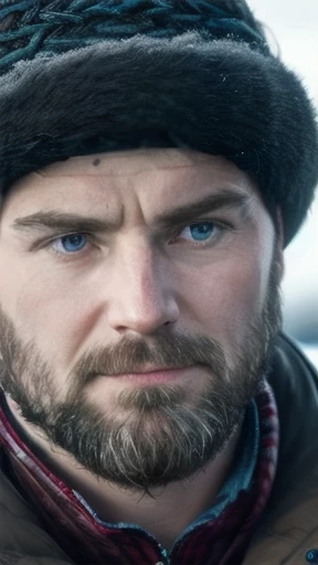 a Icelandic men . and focusing on the character's face.