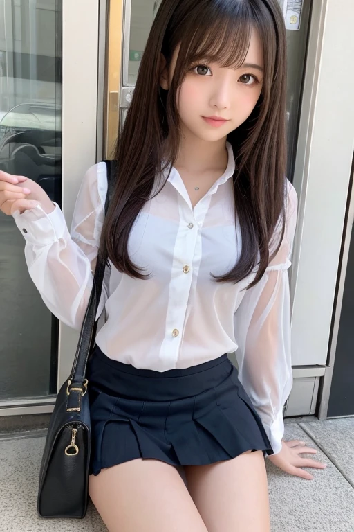 high school girl､See-through､mini skirt､sit