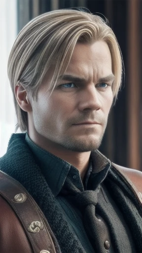 a Finnish men . and focusing on the character's face.