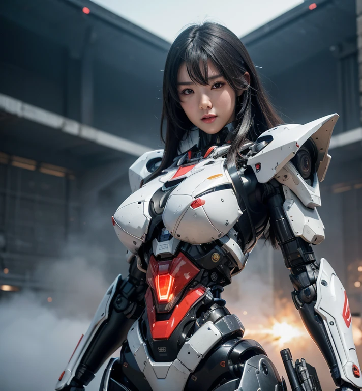 Super detailed, advanced details, high quality, High resolution, 1080p, hard disk, beautiful,(Humanoid Weapons),(Oppai Missile)Capture the big picture,beautiful,Mecha cyborg girl,battle mode,Mecha body girl,She is wearing a futuristic war machine weapon mecha