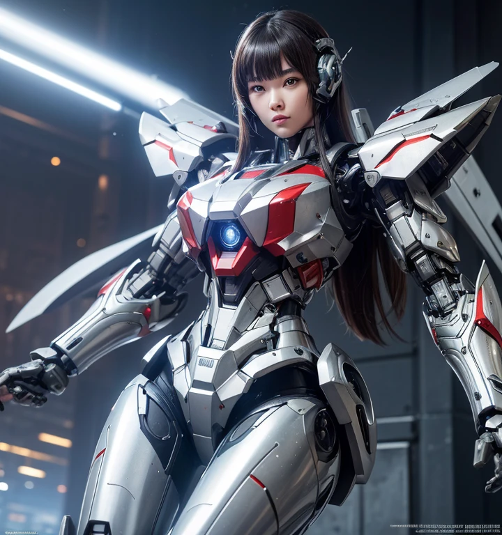 Super detailed, advanced details, high quality, High resolution, 1080p, hard disk, beautiful,(Humanoid Weapons),Armor War,(Rocket Missile)Capture the big picture,beautiful,Mecha cyborg girl,battle mode,Mecha body girl,She is wearing a futuristic war machine weapon mecha