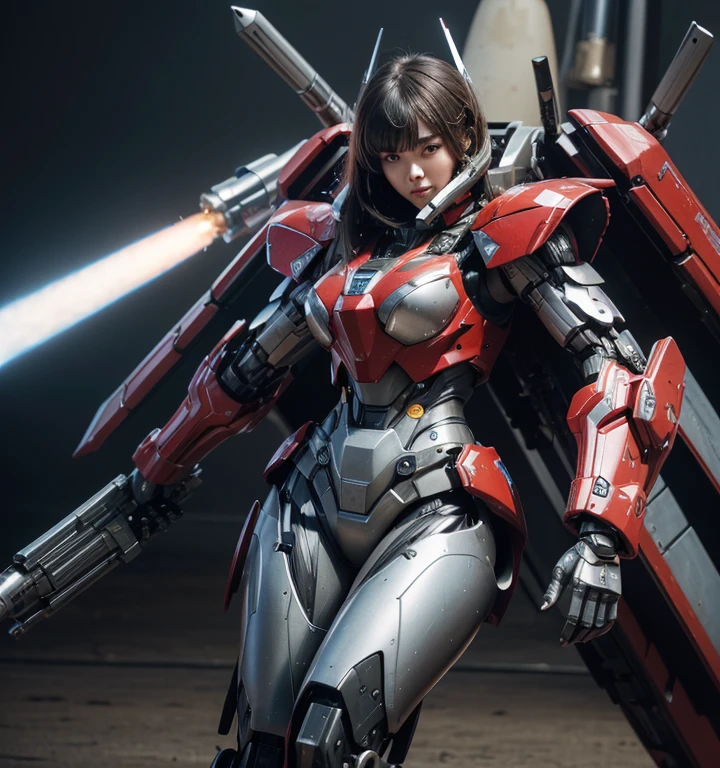 Super detailed, advanced details, high quality, High resolution, 1080p, hard disk, beautiful,(Humanoid Weapons),Armor War,(Rocket Missile)Capture the big picture,beautiful,Mecha cyborg girl,battle mode,Mecha body girl,She is wearing a futuristic war machine weapon mecha