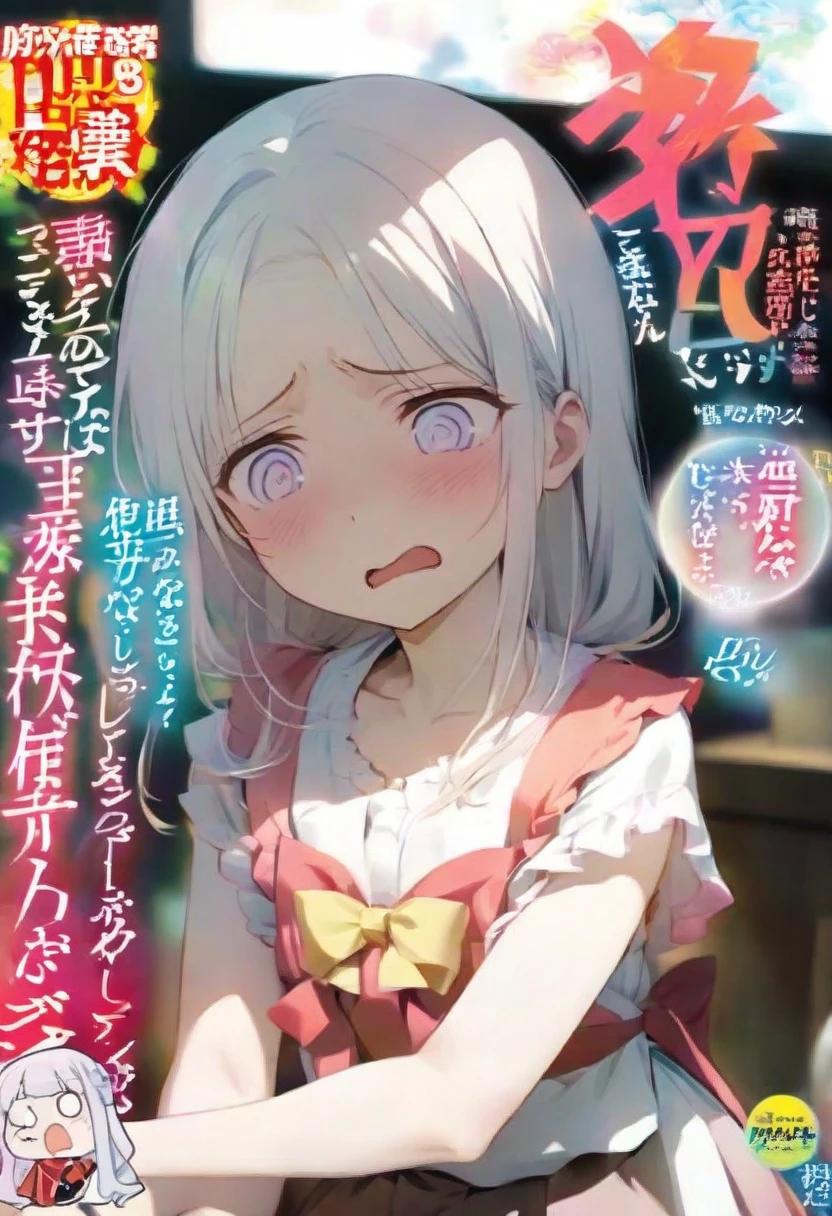 Magazine cover(masterpiece, best quality:1.2),，（（（The eyes are delicate）））Fraction_9,Fraction_8_Direction_7_Direction_6_up, source_Japanese cartoons, disgusted face, Solitary, 1 Girl, looking at the audience,  disgust, skirt, upper body,  White background ,   long hair, Hair combed back,Shadowed side,（8K）（HD）