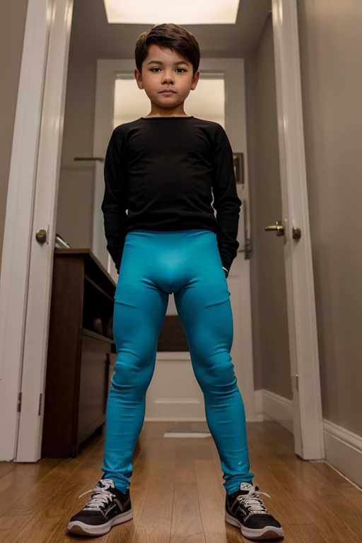 11 year old boy with tight pants and long (Penis) in the pants