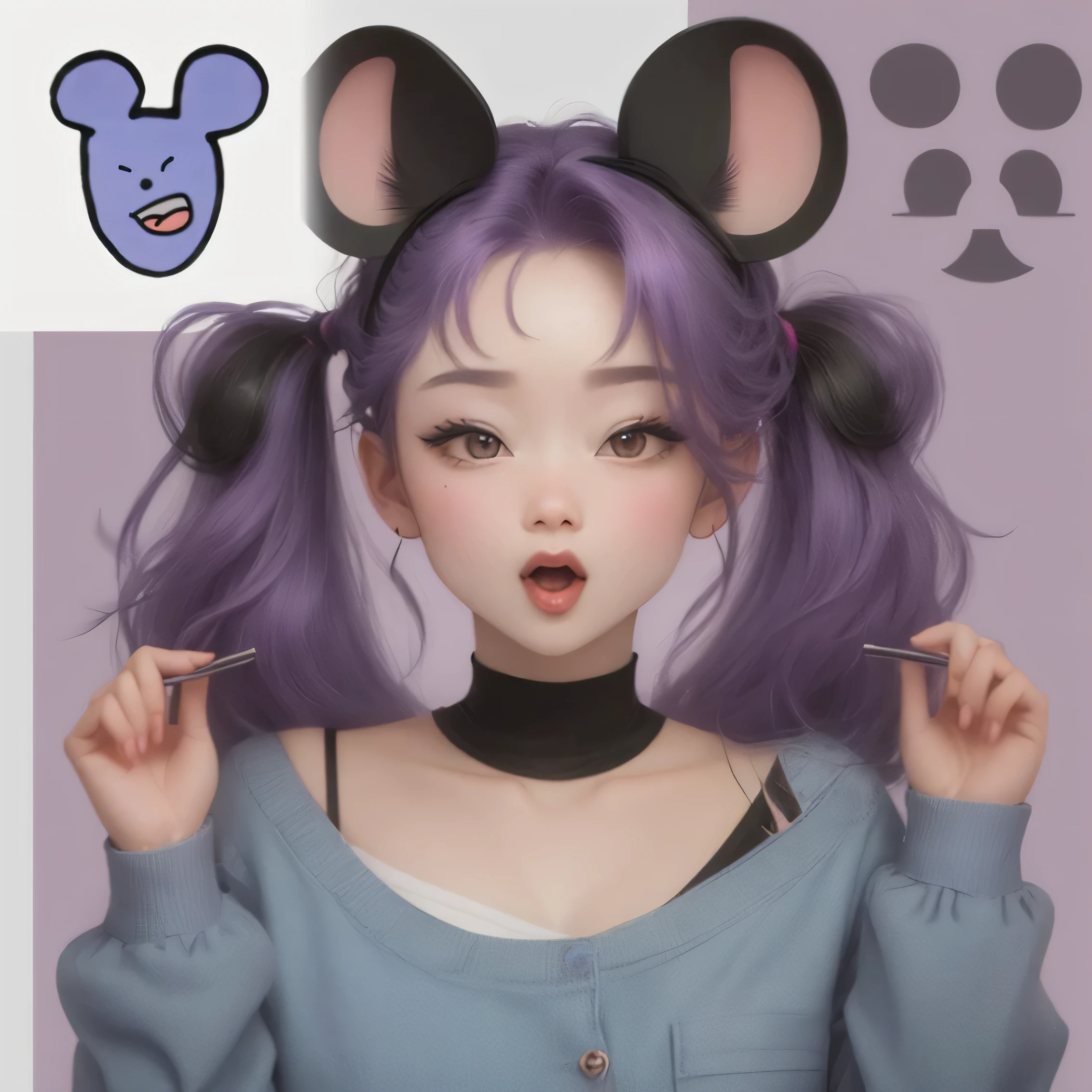 purple mouse face with open mouth and tongue sticking out, BT21, BT21, mouse head, mouse face, Frowning, counterfeit mickey mouse head, ( ( ( mickey mouse ) ) ), Disney Cartoon Faces, anthropomorphic mouse, Discord Profile Photo, mickey mouse head, stanley mouse, mouse ears, mouse, mouse body, mickey mouse, Mr. Beast