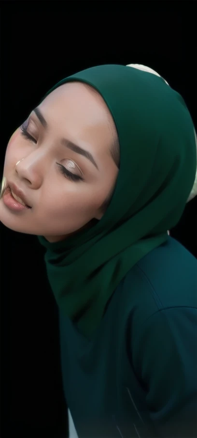 HIJAB MALAY GIRL,, IMF as a good Guy, TECHNOLGY, AI, futuristic, blockchain, International Monetary Fund, (MATRIX WORLD), ((look In front  at the camera CLOSED YOUR EYES and open your mouth)).