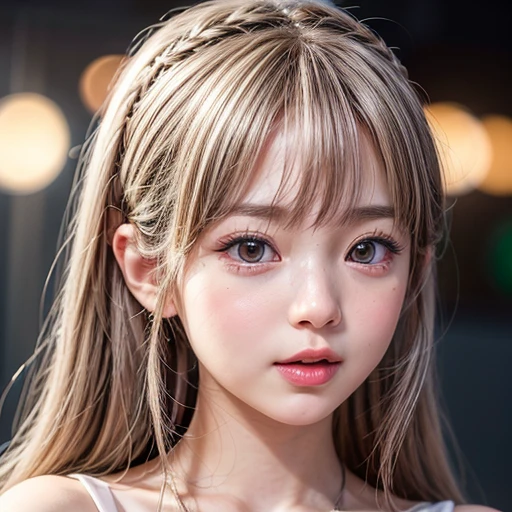 NSFW, 8k, High-level, absurd, masterpiece, best quality, primitive, very detailed CG, very detailed wallpaper, perfect lighting, Extremely detailed (((The personifying " Apple Shiri " as a Little Girl))), MysticSight, Tyndall effect, Tyndall scattering, Studio gray background with (many Dazzling RainbowColor particles BokeH:1.28), (RoundlyButts, ThighGap), (Exposed:0.4), (Assfocus with looking ahead), BREAK (NOGIZAKA face variations) Extremely Detailed very KAWAII face variations, perfect anatomy, Childish, captivating gaze, elaborate detailed Eyes with (sparkling highlights:1.28), long eyelashes、Glossy RED Lips with beautiful details, Coquettish tongue, Rosy cheeks, Radiant PearlSkin with clear transparency . { (Dynamic LifeLike expressions:1.4) | :d) }, (large eyes:-1) .