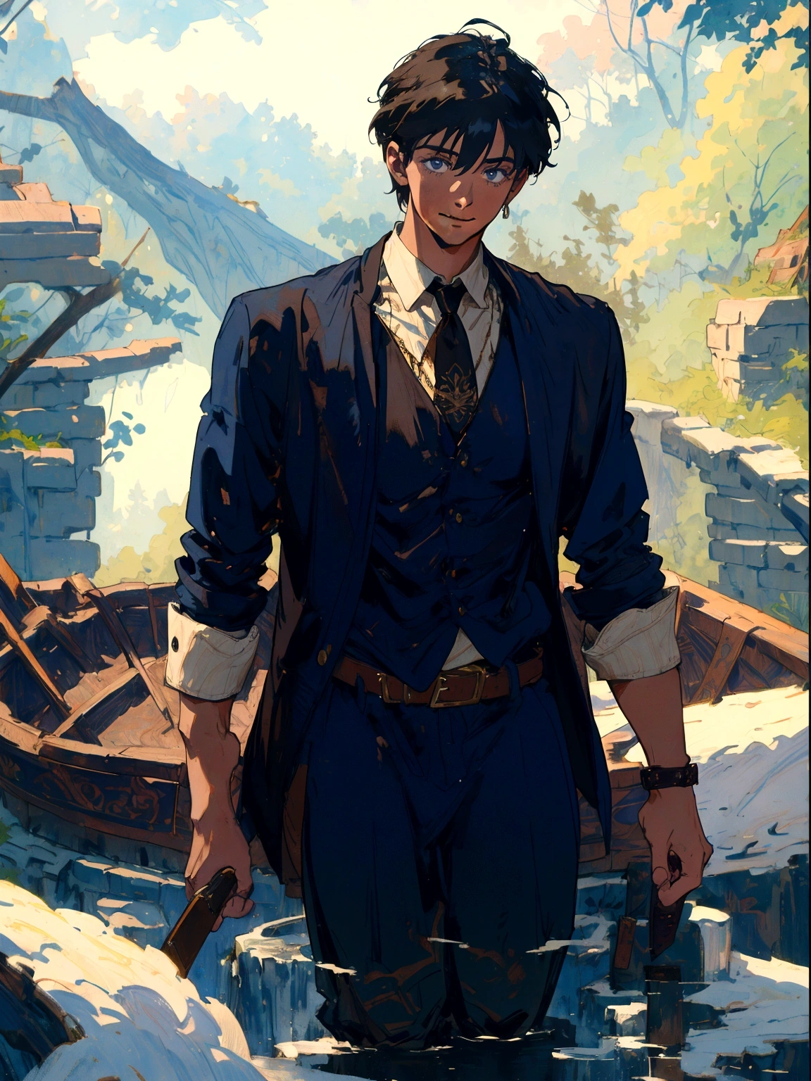 a handsome man with a gentle smile, photorealistic, 8k, high quality, masterpiece