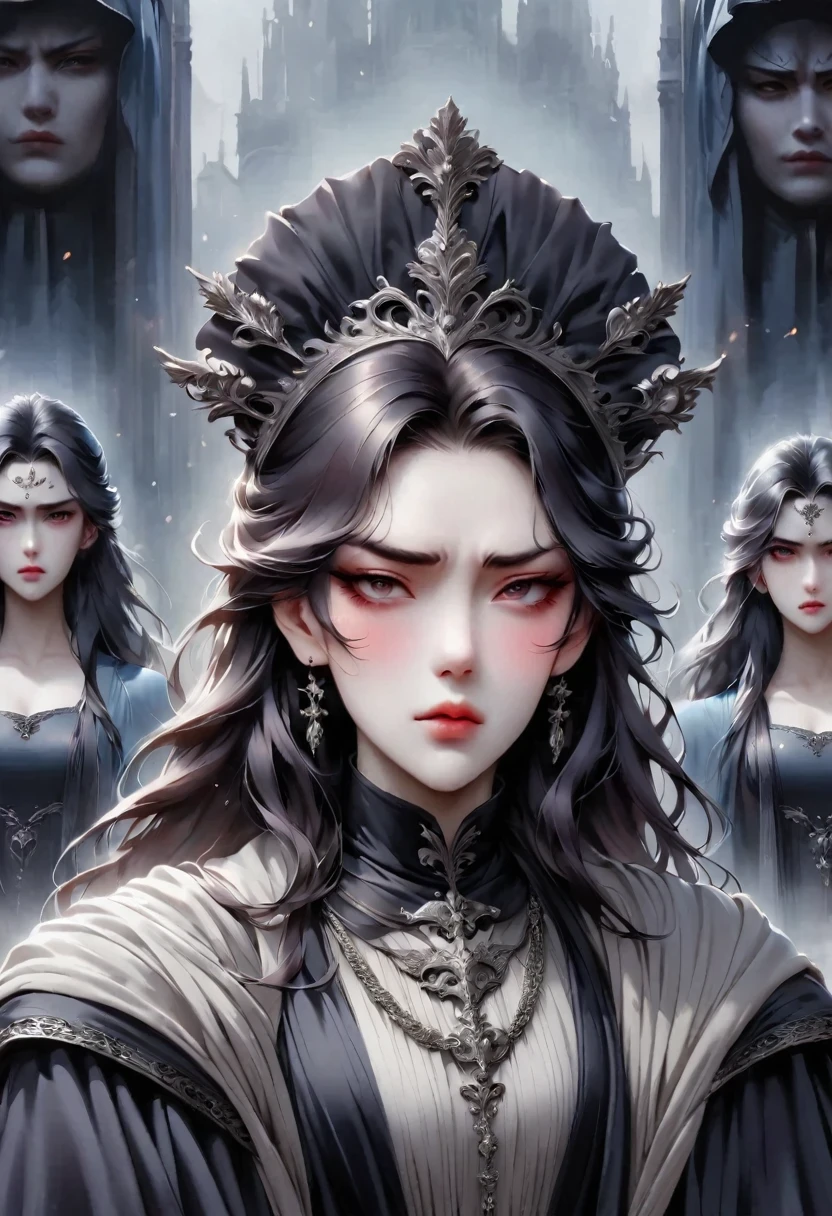 Disgusted Look,Cold and arrogant noble lady,Stubborn and prejudiced expression of disgust,Show the sarcastic face to the fullest,Throne Background