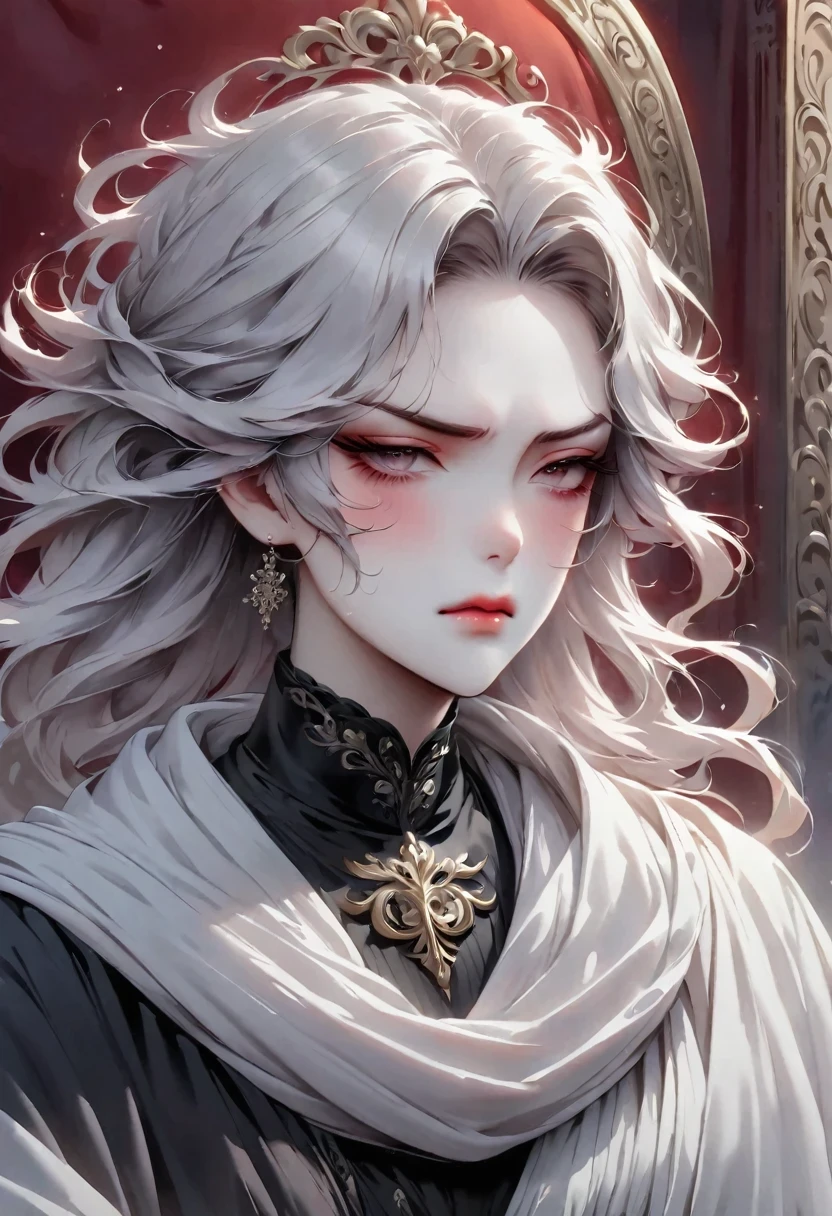Disgusted Look,Cold and arrogant noble lady,Stubborn and prejudiced expression of disgust,Show the sarcastic face to the fullest,Throne Background