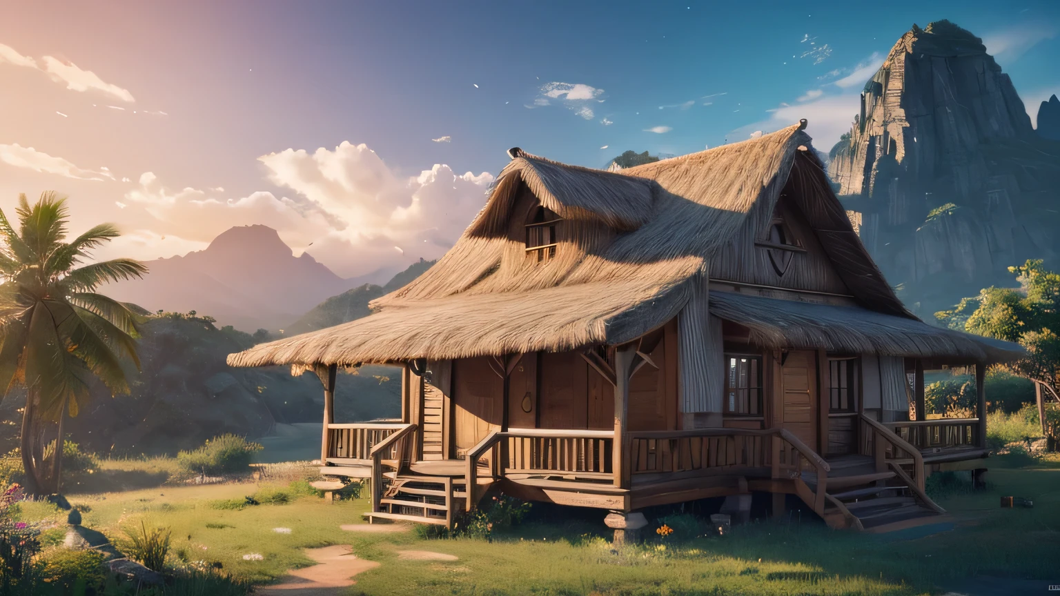 (Masterpiece), best quality, highest quality, highly detailed CG unity 8k wallpaper, nipa hut