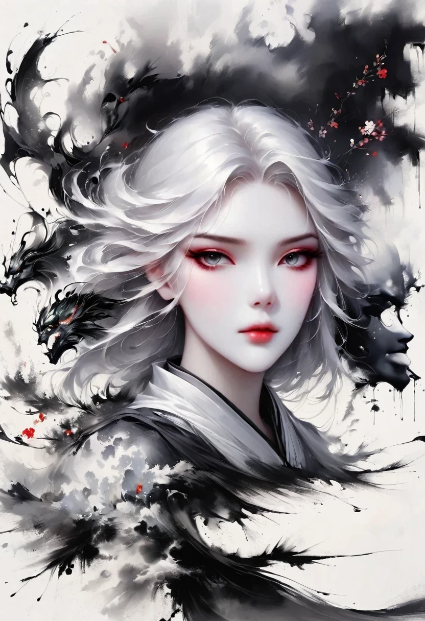 (Lots of white space:1.5),(Lots of white space around:1.6), White background, simple, Minimalism, abstract,Freehand,Aesthetic,black and white,Ink Painting,antiquity,a mountain,A Disgusted Look from a Distance/,An abstract art illustration, author:Li Song, Arte no estilo de guweiz, arte shin jinyoung, Obra-prima de guweiz, Ross chart 1. 0, Beautiful digital illustrations, Inspired by non-WLOP, simpledigital art, jingna zhang, guweiz, Stunning digital illustrations