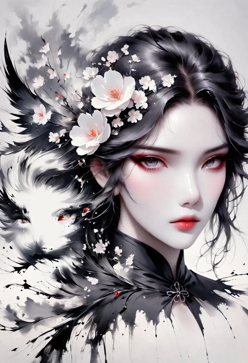 (Lots of white space:1.5),(Lots of white space around:1.6), White background, simple, Minimalism, abstract,Freehand,Aesthetic,black and white,Ink Painting,antiquity,a mountain,A Disgusted Look from a Distance/,An abstract art illustration, author:Li Song, Arte no estilo de guweiz, arte shin jinyoung, Obra-prima de guweiz, Ross chart 1. 0, Beautiful digital illustrations, Inspired by non-WLOP, simpledigital art, jingna zhang, guweiz, Stunning digital illustrations