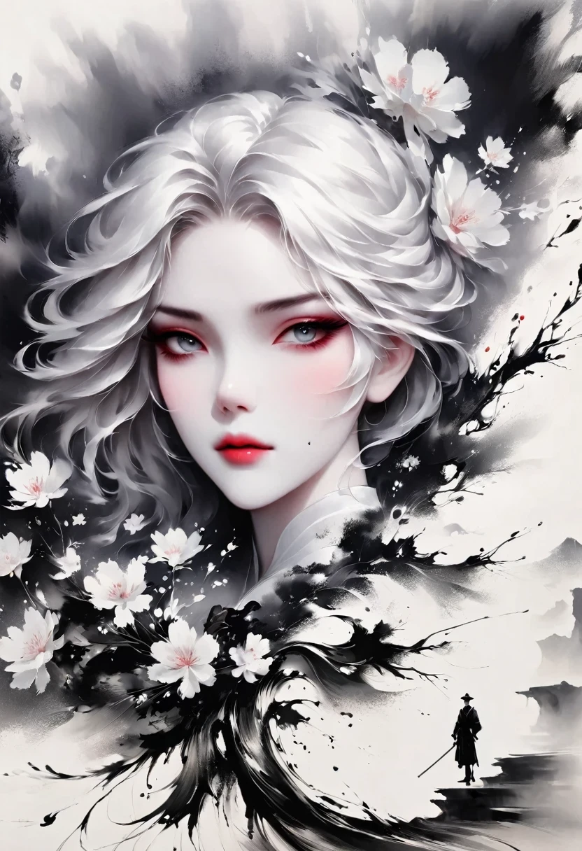 (Lots of white space:1.5),(Lots of white space around:1.6), White background, simple, Minimalism, abstract,Freehand,Aesthetic,black and white,Ink Painting,antiquity,a mountain,A Disgusted Look from a Distance/,An abstract art illustration, author:Li Song, Arte no estilo de guweiz, arte shin jinyoung, Obra-prima de guweiz, Ross chart 1. 0, Beautiful digital illustrations, Inspired by non-WLOP, simpledigital art, jingna zhang, guweiz, Stunning digital illustrations