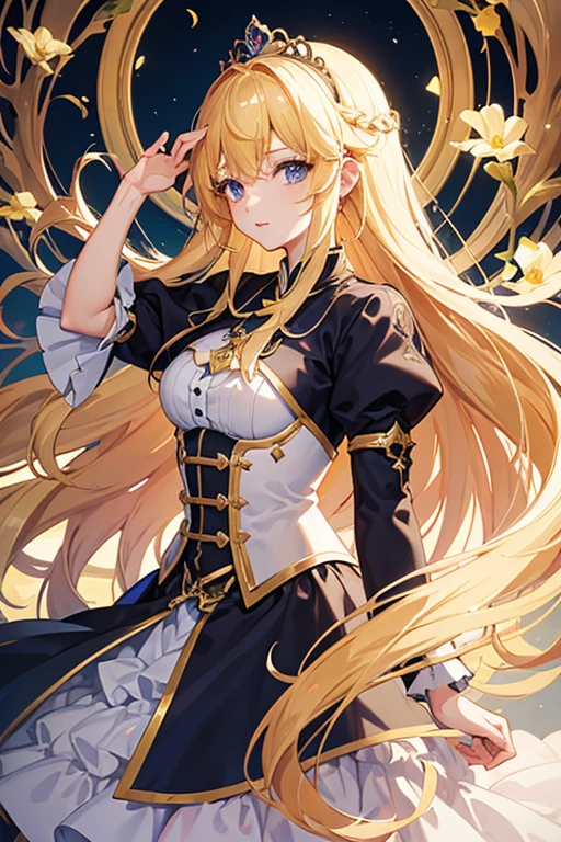 masterpiece, highest quality, High resolution,Follow the prompts、Anime Style、One Girl、Princess、Beautiful girl with long blonde hair