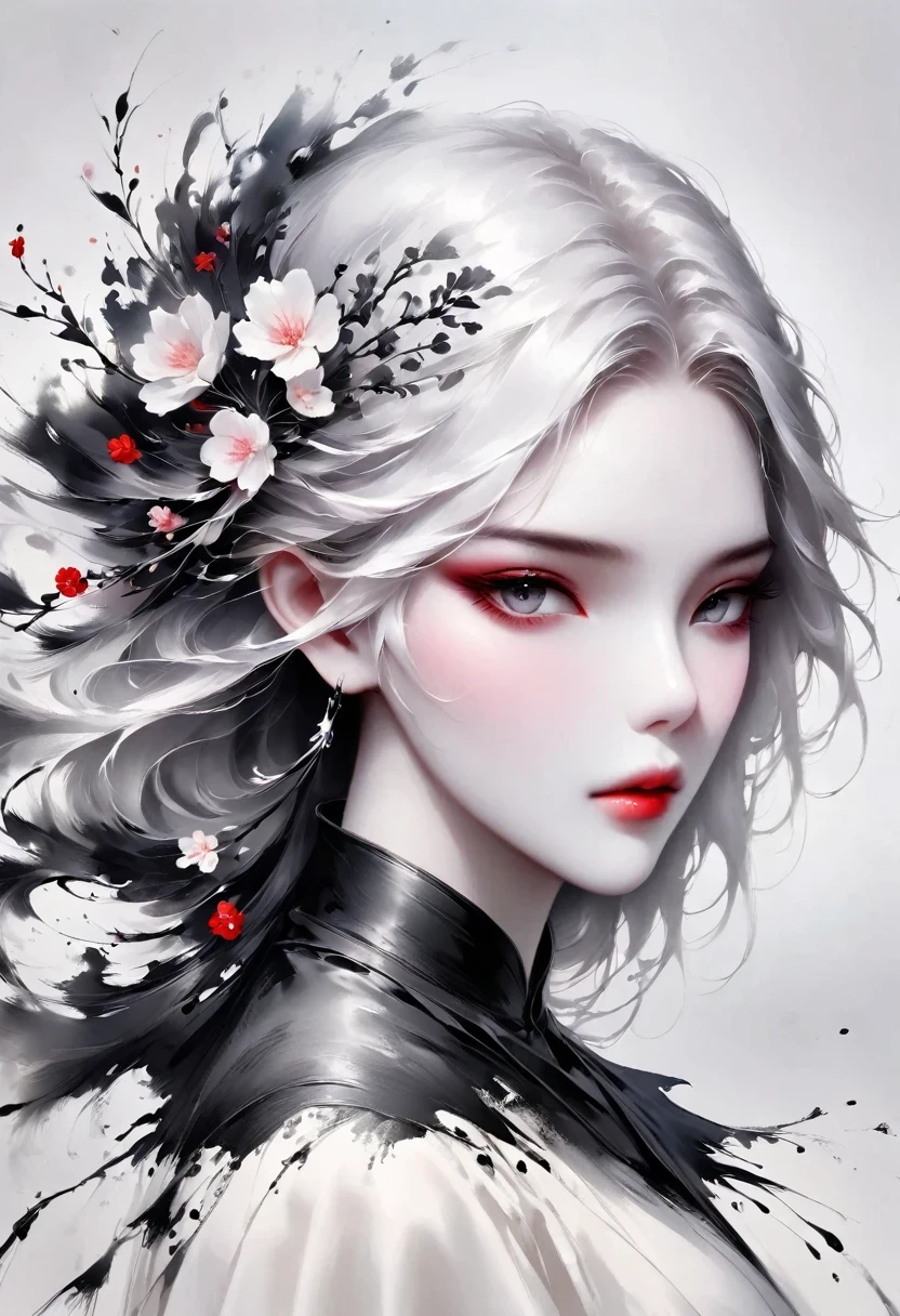 (Lots of white space:1.5),(Lots of white space around:1.6), White background, simple, Minimalism, abstract,Freehand,Aesthetic,black and white,Ink Painting,antiquity,a mountain,A Disgusted Look from a Distance/,An abstract art illustration, author:Li Song, Arte no estilo de guweiz, arte shin jinyoung, Obra-prima de guweiz, Ross chart 1. 0, Beautiful digital illustrations, Inspired by non-WLOP, simpledigital art, jingna zhang, guweiz, Stunning digital illustrations