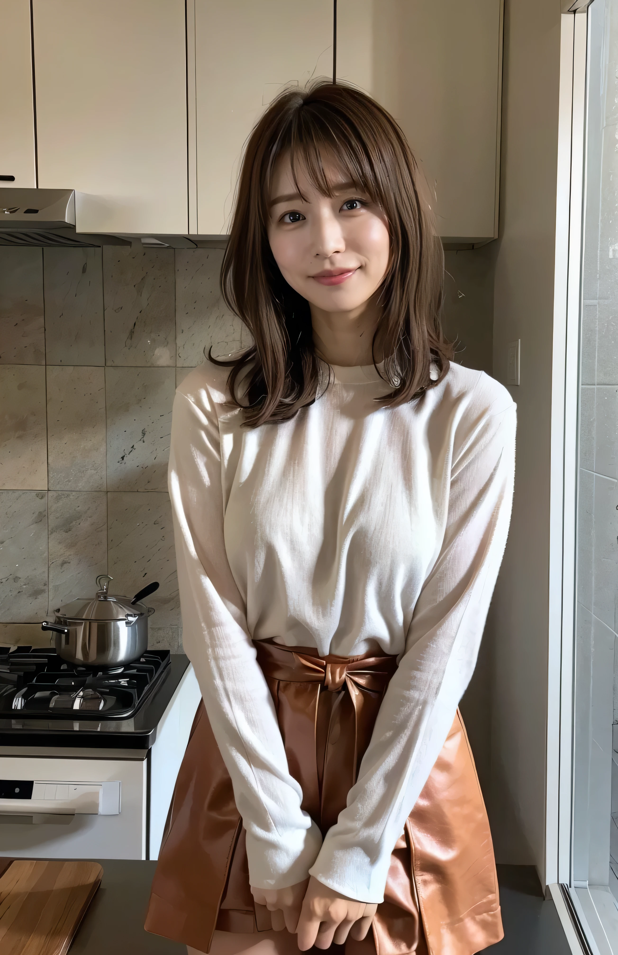 In the kitchen、Apron appearance、Wet white T-shirt and jeans、、Light brown hair、Elegant hairstyle、Blue Eyed Woman、A woman with a cute upward gaze、When the sky gets dark、The sky turns red as the sun sets、Tight clothing that shows your body lines、、Elegant summer knitwear、Elegant summer sweater、Leather Belt、Short skirt、Dress elegantly着こなす、Luxury Bagedium Shorthair:1.4））、The sun shines on her、Light brown hair、Light brown hair、The sky was dyed red、There are clouds、private's cute、Her ample breasts are obvious even through her clothes..、The shining sun is so beautiful、Dusk is approaching、Lens flare、You can see the sunset、（（Sunlight reflecting off the ocean、Ocean View、The sun shines on the ocean、&#39;beautiful.、Small earrings、private&#39;evening、Birds are also flying、、Brown Hair Color、Tying up hair、The woman is on the right:1.4））、Luxury Leather Belts、Shiny clothes、Light beige hair color、Background Blur、Braid only the front hair、Light brown hair、｛｛Cowgirl Shot｝｝、（（Close-up shot from the waist up、Ample breasts:1.4））、Smile、Silk clothing、Ample breasts that can be seen even through clothes、Braid only the front hair、Cowboy Shot、Gorgeous white collared silk shirt and brown skirt、Dress elegantly、Luxury Bags、A lovely smile、（（Ample breasts））、Full body photo、ring、Short skirt、Tuck your hair behind one ear、Silver Necklace、smile、 Elegant ponytail、Caustics、Highly detailed photos、Very beautiful and ideal short hair、Super no makeup、(8k、RAW Photos、highest quality、masterpiece:1.2)、(Realistic、Realistic)、1 girl、((Medium Short Hair、Looking into the camera:1.4))、Hair blowing in the wind
