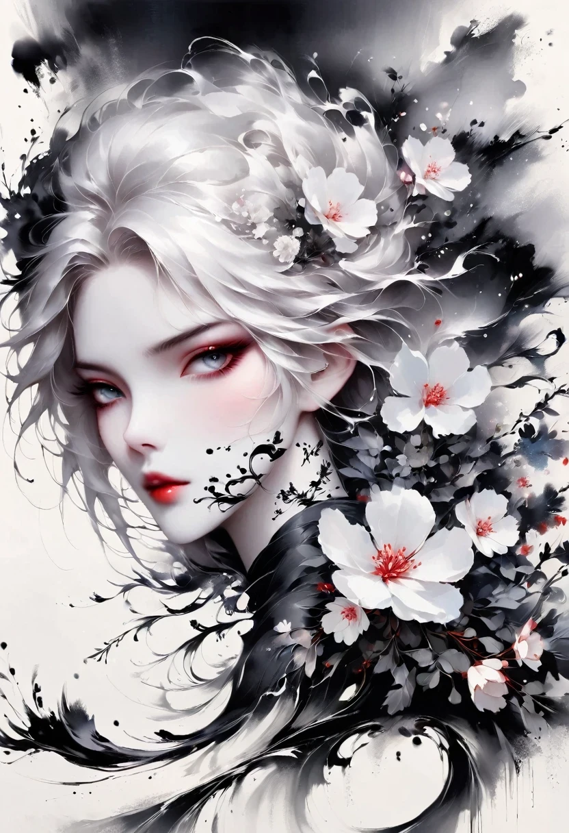(Lots of white space:1.5),(Lots of white space around:1.6), White background, simple, Minimalism, abstract,Freehand,Aesthetic,black and white,Ink Painting,antiquity,a mountain,A Disgusted Look from a Distance/,An abstract art illustration, author:Li Song, Arte no estilo de guweiz, arte shin jinyoung, Obra-prima de guweiz, Ross chart 1. 0, Beautiful digital illustrations, Inspired by non-WLOP, simpledigital art, jingna zhang, guweiz, Stunning digital illustrations