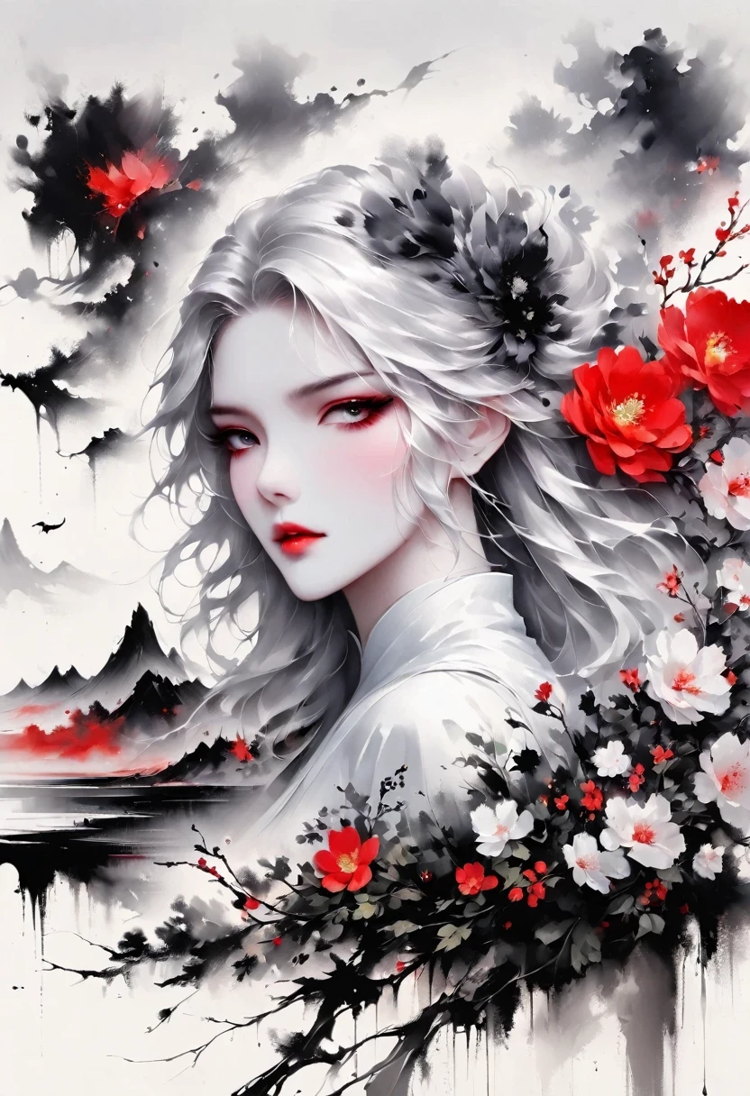 (Lots of white space:1.5),(Lots of white space around:1.6), White background, simple, Minimalism, abstract,Freehand,Aesthetic,black and white,Ink Painting,antiquity,a mountain,A Disgusted Look from a Distance/,An abstract art illustration, author:Li Song, Arte no estilo de guweiz, arte shin jinyoung, Obra-prima de guweiz, Ross chart 1. 0, Beautiful digital illustrations, Inspired by non-WLOP, simpledigital art, jingna zhang, guweiz, Stunning digital illustrations