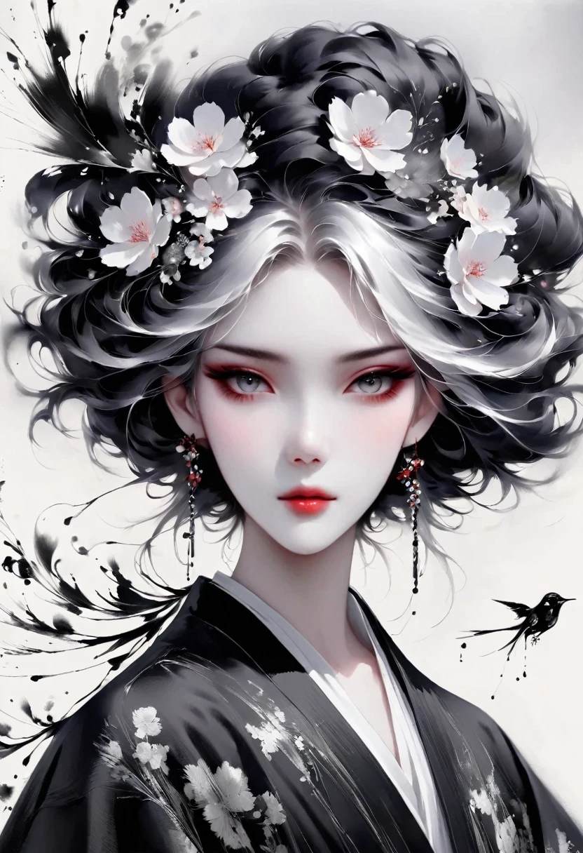 (Lots of white space:1.5),(Lots of white space around:1.6), White background, simple, Minimalism, abstract,Freehand,Aesthetic,black and white,Ink Painting,antiquity,a mountain,A Disgusted Look from a Distance/,An abstract art illustration, author:Li Song, Arte no estilo de guweiz, arte shin jinyoung, Obra-prima de guweiz, Ross chart 1. 0, Beautiful digital illustrations, Inspired by non-WLOP, simpledigital art, jingna zhang, guweiz, Stunning digital illustrations