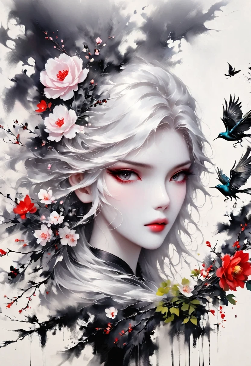(Lots of white space:1.5),(Lots of white space around:1.6), White background, simple, Minimalism, abstract,Freehand,Aesthetic,black and white,Ink Painting,antiquity,a mountain,A Disgusted Look from a Distance/,An abstract art illustration, author:Li Song, Arte no estilo de guweiz, arte shin jinyoung, Obra-prima de guweiz, Ross chart 1. 0, Beautiful digital illustrations, Inspired by non-WLOP, simpledigital art, jingna zhang, guweiz, Stunning digital illustrations