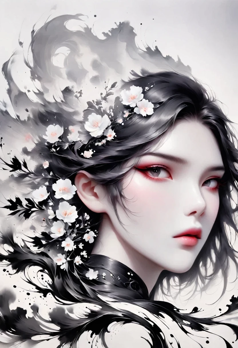 (Lots of white space:1.5)，(Lots of white space around:1.6), White background, simple, Minimalism, abstract,Freehand，Aesthetic，black and white，Ink Painting，antiquity，a mountain，A Disgusted Look from a Distance/，An abstract art illustration, author：Li Song, Arte no estilo de guweiz, arte shin jinyoung, Obra-prima de guweiz, Ross chart 1. 0, Beautiful digital illustrations, Inspired by non-WLOP, simpledigital art, jingna zhang, guweiz, Stunning digital illustrations