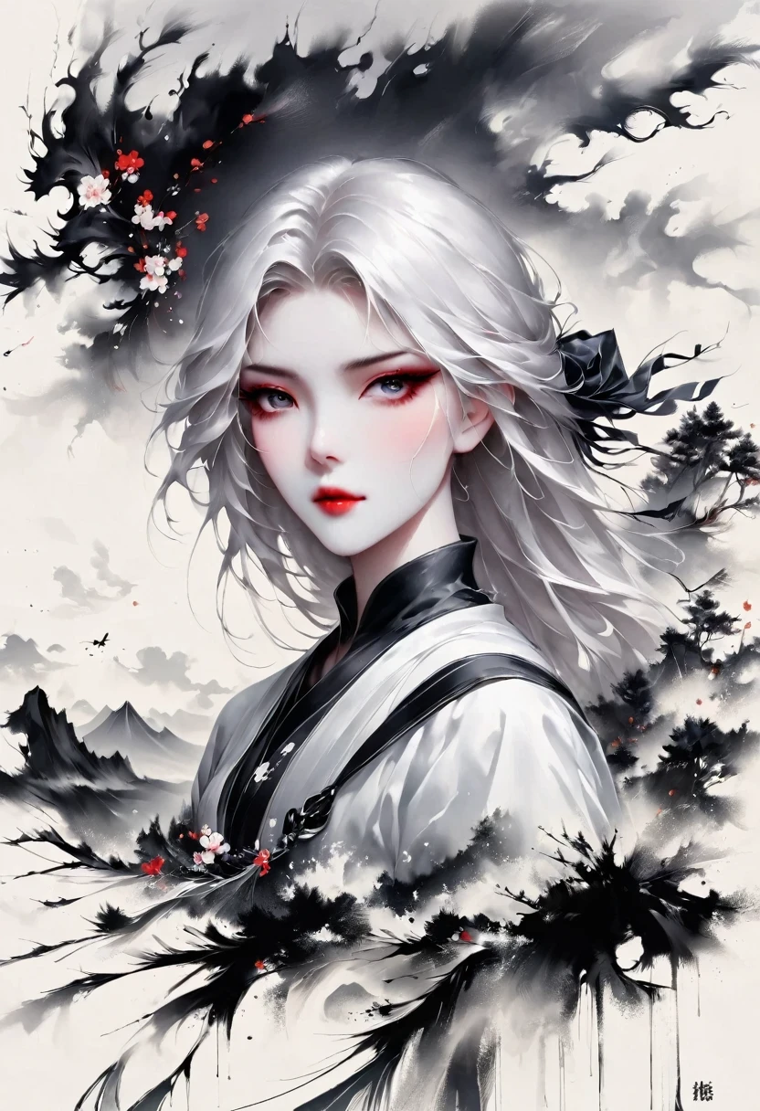 (Lots of white space:1.5),(Lots of white space around:1.6), White background, simple, Minimalism, abstract,Freehand,Aesthetic,black and white,Ink Painting,antiquity,a mountain,A Disgusted Look from a Distance/,An abstract art illustration, author:Li Song, Arte no estilo de guweiz, arte shin jinyoung, Obra-prima de guweiz, Ross chart 1. 0, Beautiful digital illustrations, Inspired by non-WLOP, simpledigital art, jingna zhang, guweiz, Stunning digital illustrations