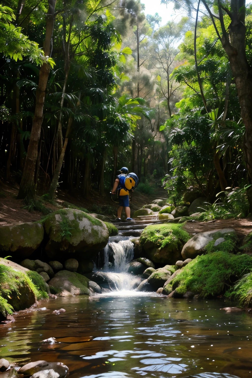 Dahiatsu fj20 saliendo De un bosque Chispotiando Agua A Su Alrededor Modo Dibujo 3d colores vivos