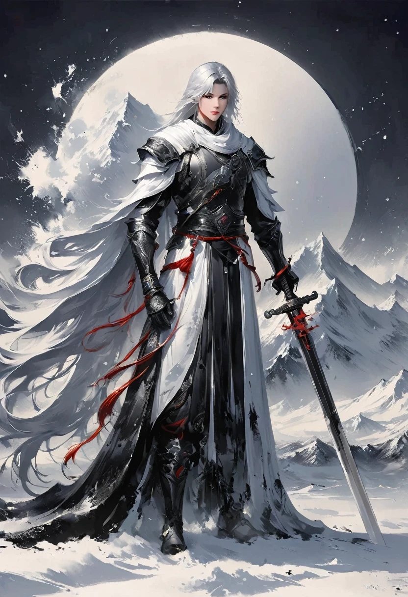 (Lots of white space:1.5),(Lots of white space around:1.6), White background, simple, Minimalism, abstract,Freehand,Aesthetic,black and white,Ink Painting,antiquity,a mountain,A distant swordsmabstract art illustration, author:Li Song, Arte no estilo de guweiz, arte shin jinyoung, Obra-prima de guweiz, Ross chart 1. 0, Beautiful digital illustrations, Inspired by non-WLOP, simpledigital art, jingna zhang, guweiz, Stunning digital illustrations