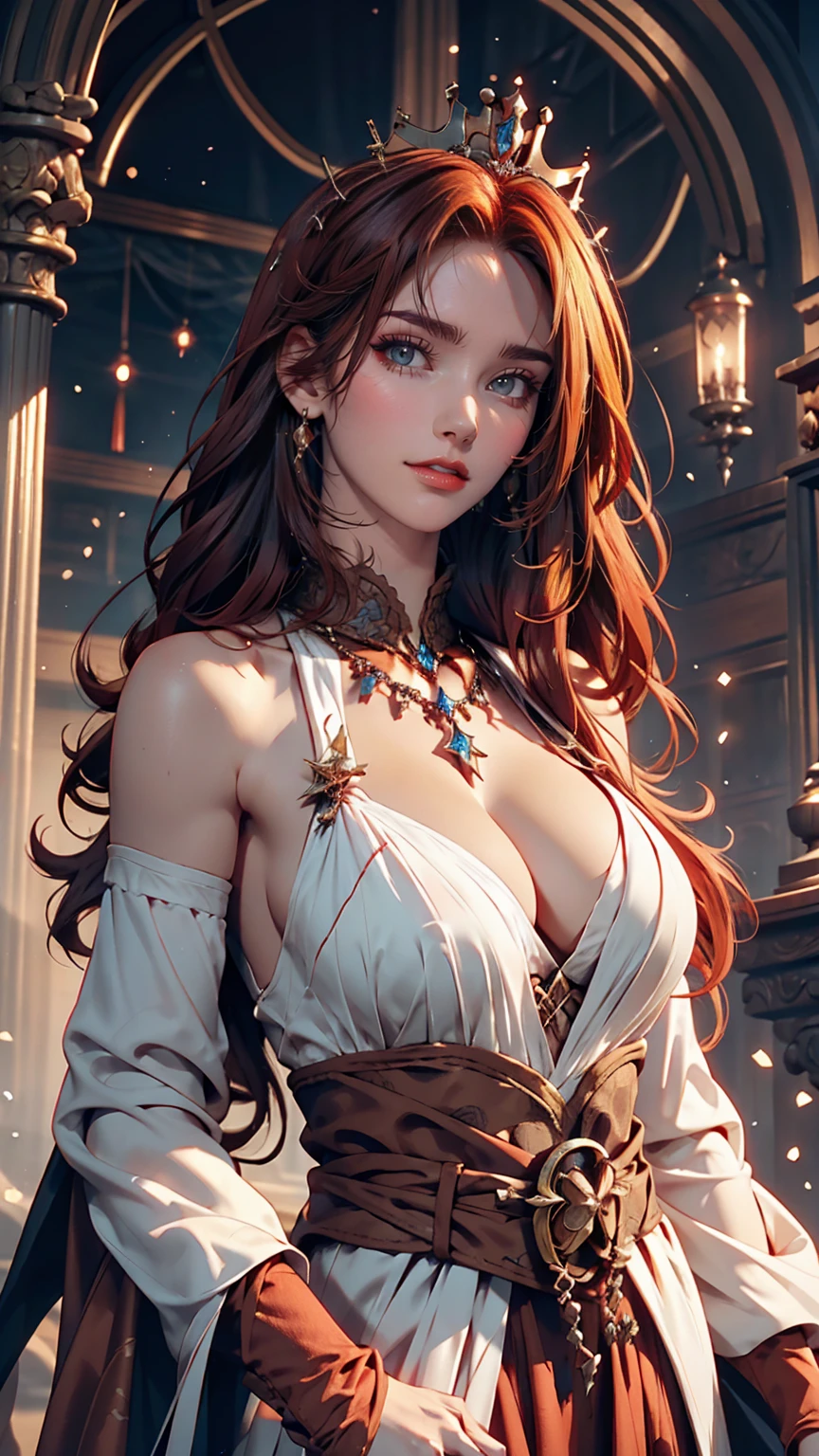 Redhead woman (Wearing the Crown), (Octane, Houdini, Visual Effects, give, detailed, 4K ), Author: samdoesarts,