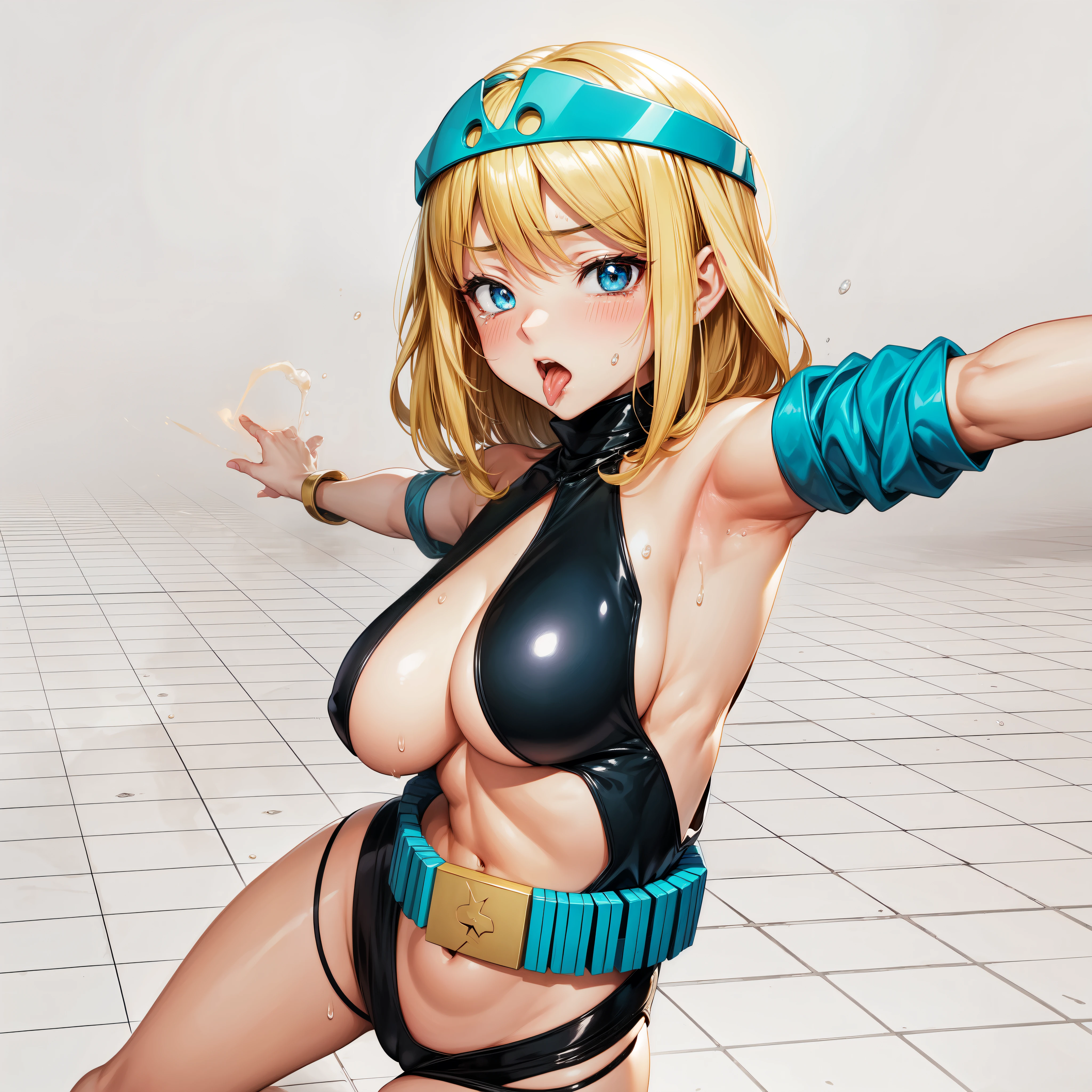 Female Combatant、Blonde Japan girl、Close-up of a girl in a black bikini、Black shiny bikini、Black boots、A golden snake circlet on his head、Saiyan Girl, wonderful, Nano Girl, Female body type, Inspired by Hiromu Arakawa, Anime Manga Robot!! Anime Girls, Fubuki, Full Body Suit, by Hiromu Arakawa、wonderful, silk, Beautiful and attractive anime , Anime Girls of the future, tears,Drooling,Pee,Sweat,Tongue out,incontinence,Peeing、Estrus、Eyes wide open,Estrus,Blushing,Nipples are erect,Face is hot、Lust、incontinence、Armpit Hair、pubic hair、Anguished expression、Doomsday Demon