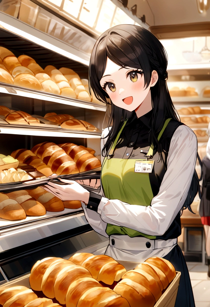 Bakery in the shopping district、A cheerful female store clerk