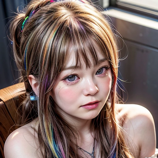 NSFW, 8k, High-level, absurd, masterpiece, best quality, primitive, very detailed CG, very detailed wallpaper, perfect lighting, Extremely detailed (((The personifying " Janis Joplin " as a Little Girl))), MysticSight, Tyndall effect, Tyndall scattering, Studio gray background with (many Dazzling RainbowColor particles BokeH:1.28), (RoundlyButts, ThighGap), (Exposed:0.4), (Assfocus with looking ahead), BREAK (NOGIZAKA face variations) Extremely Detailed very KAWAII face variations, perfect anatomy, Childish, captivating gaze, elaborate detailed Eyes with (sparkling highlights:1.28), long eyelashes、Glossy RED Lips with beautiful details, Coquettish tongue, Rosy cheeks, Radiant PearlSkin with clear transparency . { (Dynamic LifeLike expressions:1.4) | :d) }, (large eyes:-1) .