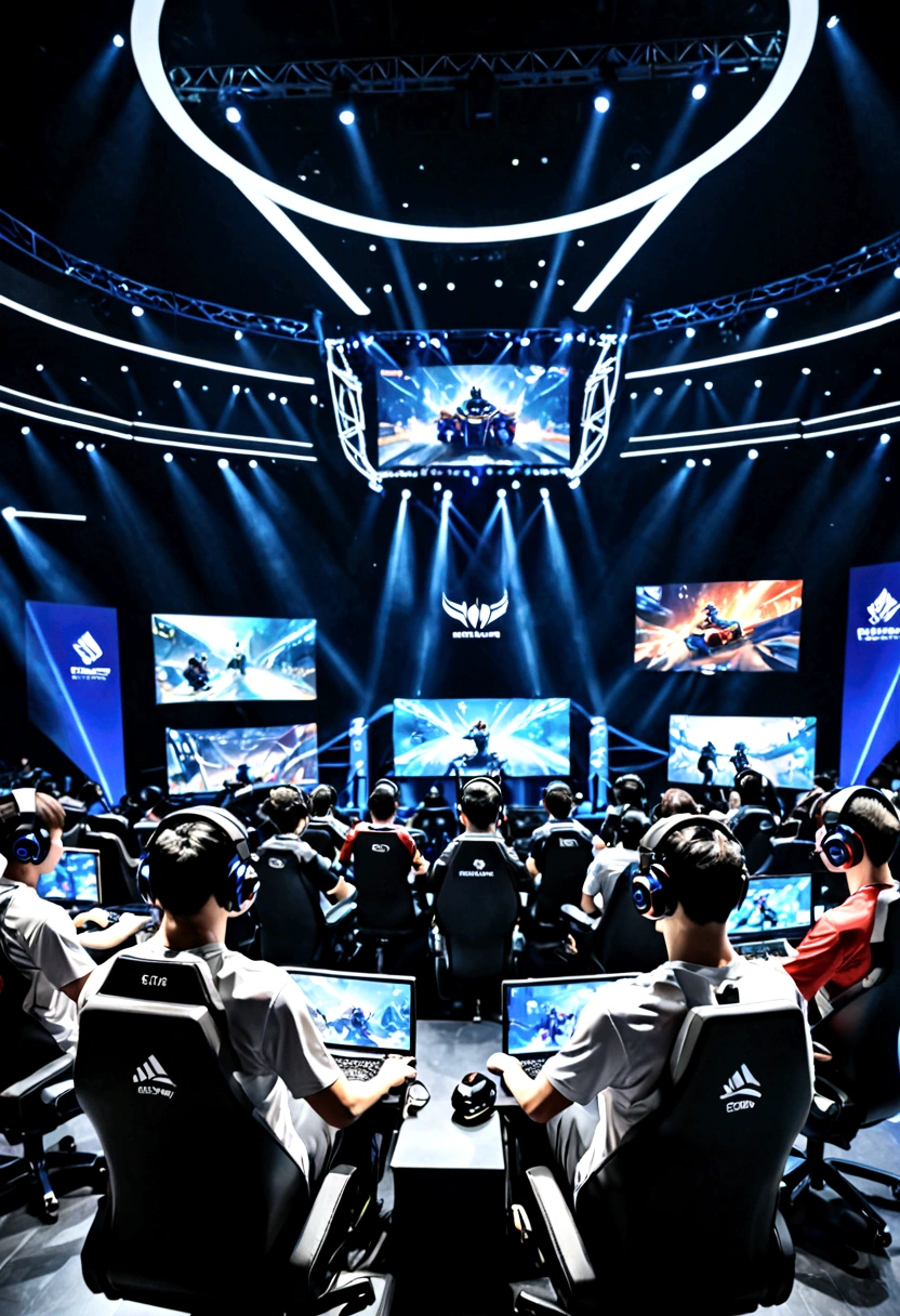e-sports,Tournament、audience、team、computer、Athlete sitting in a gaming chair、Lots of players、