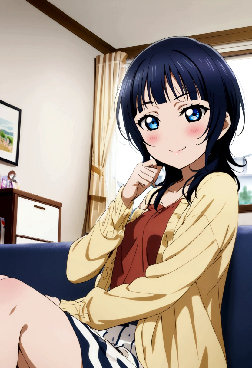 1girl, asaka karin, Love live nijigasaki, living room background, casual clothes, 