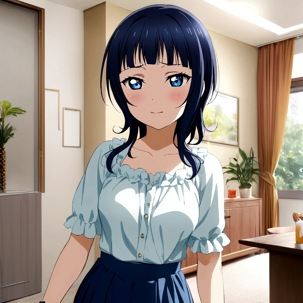 1girl, asaka karin, Love live nijigasaki, living room background, casual clothes, 
