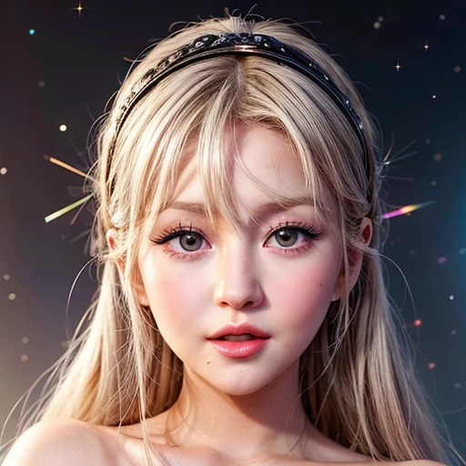 NSFW, 8k, High-level, absurd, masterpiece, best quality, primitive, very detailed CG, very detailed wallpaper, perfect lighting, Extremely detailed (((The personifying " Christina Aguilera " as a Little Girl))), MysticSight, Tyndall effect, Tyndall scattering, Studio gray background with (many Dazzling RainbowColor particles BokeH:1.28), (RoundlyButts, ThighGap), (Exposed:0.4), (Assfocus with looking ahead), BREAK (NOGIZAKA face variations) Extremely Detailed very KAWAII face variations, perfect anatomy, Childish, captivating gaze, elaborate detailed Eyes with (sparkling highlights:1.28), long eyelashes、Glossy RED Lips with beautiful details, Coquettish tongue, Rosy cheeks, Radiant PearlSkin with clear transparency . { (Dynamic LifeLike expressions:1.4) | :d) }, (large eyes:-1) .