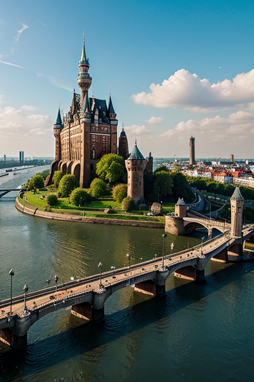 Elbfy with castles in the background