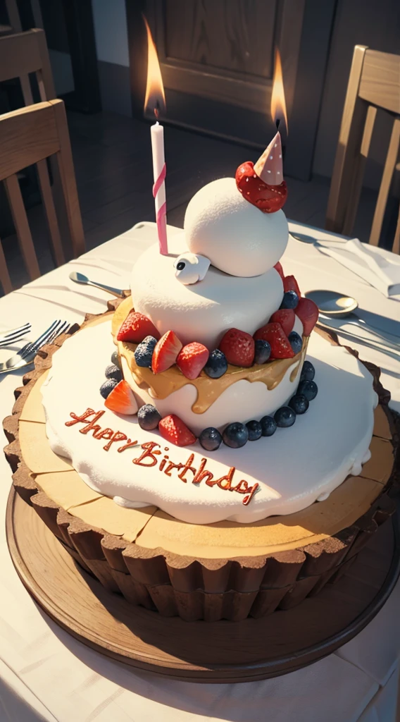 Summer birthday themed table and tableau, In a variety of shapes and colors, Realistically rendered, photo-like style.