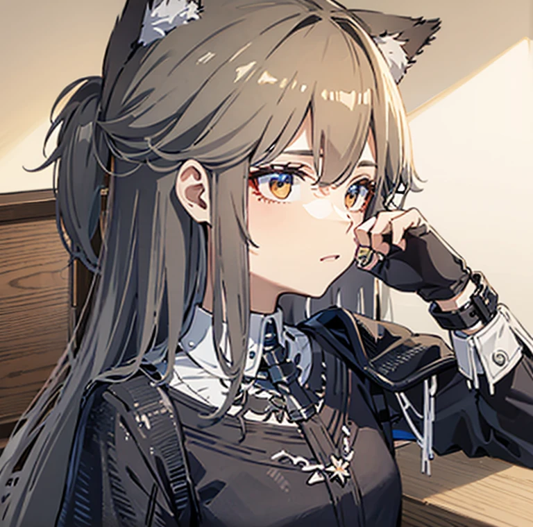 chica pelo marron, ojos marrones oscuros, tatoo tibal en el cuello, ropa ajustada, chocker negro, gothica, egirl, habitacion gamer, contextura media