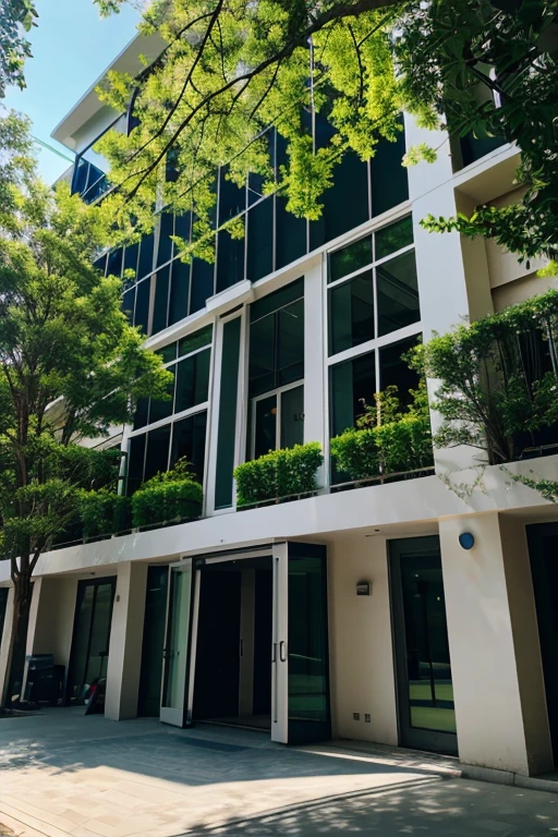 building, integrated with trees.4k quality. 